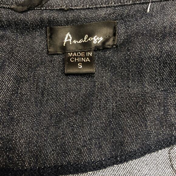 Analogy Black Trim Classic Denim Jacket Top Stitching Detail Silver Tone Buttons - Picture 13 of 16